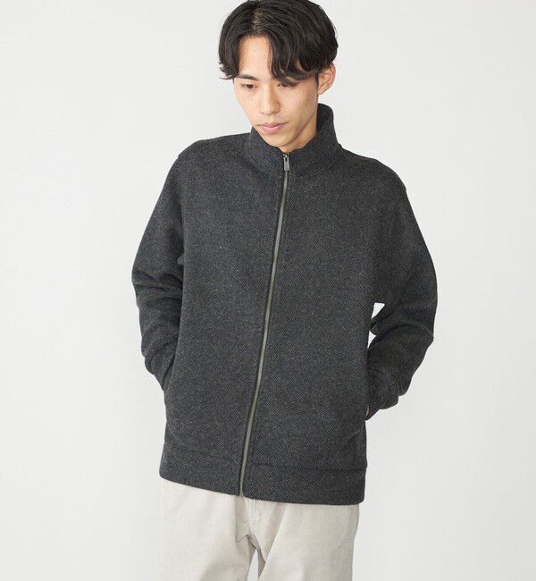 SHIPS「SHIPS:〈手洗い可能〉ウール ポリエステル ループ ドライバーズ ニット ジップ カーディガン」|カーディガン|チャコールグレー