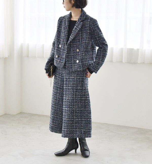 quaranciel「quaranciel: ツイード ショート テーラード ジャケット（セットアップ対応）」|テーラードジャケット|