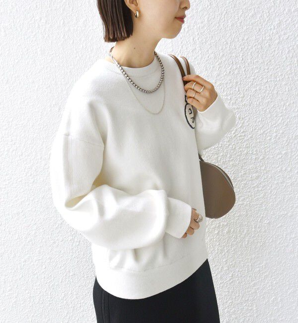 SHIPS for women「〈手洗い可能〉ロゴ ワッペン ロング スリーブ プルオーバー」|ニット・セーター|