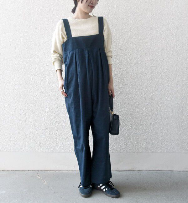 SHIPS any「SHIPS any:〈洗濯機可能〉リネン ミックス タック ワイド サロペット」|オールインワン|