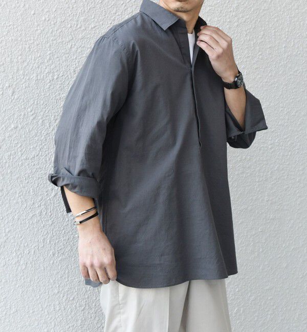 SHIPS any「SHIPS any:〈洗濯機可能〉コットン/リネン 7分袖  スキッパー プルオーバー シャツ 25SS◇」|シャツ・ブラウス|