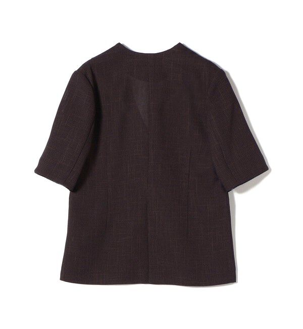 SHIPS for women「〈手洗い可能〉カラミ ノーラペル 半袖 ジャケット」|ノーカラージャケット|