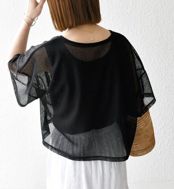 SHIPS any「SHIPS any:〈手洗い可能〉メッシュ シアー ワイド TEE &times; タンク セット」|Tシャツ・カットソー|ブラック