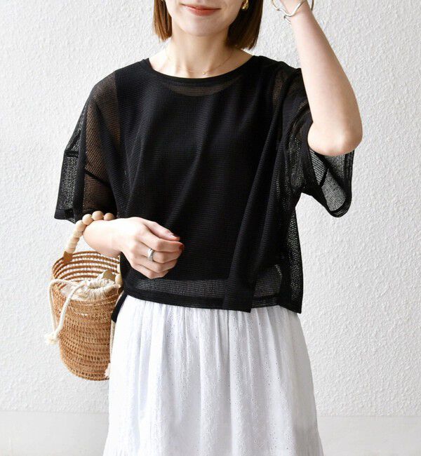 SHIPS any「SHIPS any:〈手洗い可能〉メッシュ シアー ワイド TEE &times; タンク セット」|Tシャツ・カットソー|