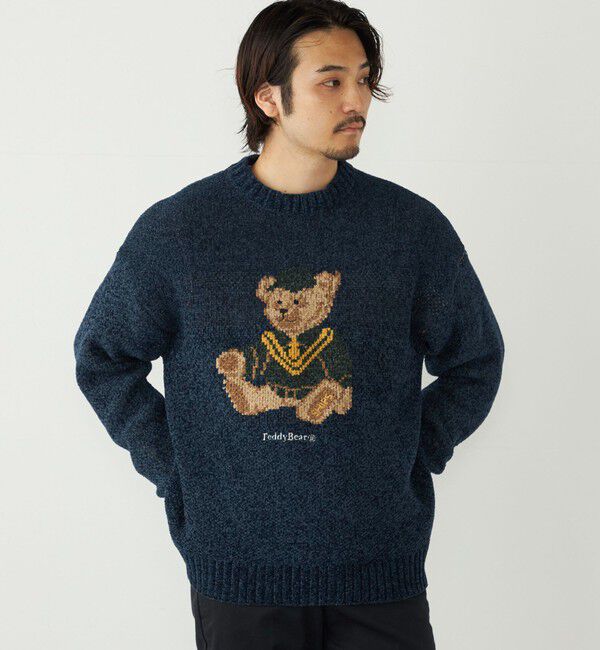 SHIPS Colors 「SHIPS Colors:〈洗濯機可能〉TeddyBear(R) ジャカード モール ニット◇」|ニット・セーター|ネイビー