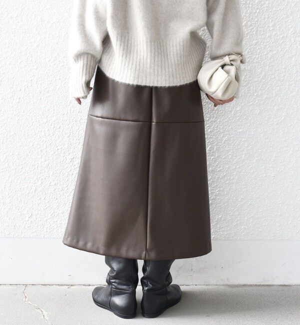 SHIPS for women「〈手洗い可能〉合成皮革 ウエスト ゴム スカート」|スカート|