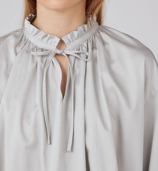 Ballsey「ハイカウントサテン ネックフリルブラウス」|シャツ・ブラウス|