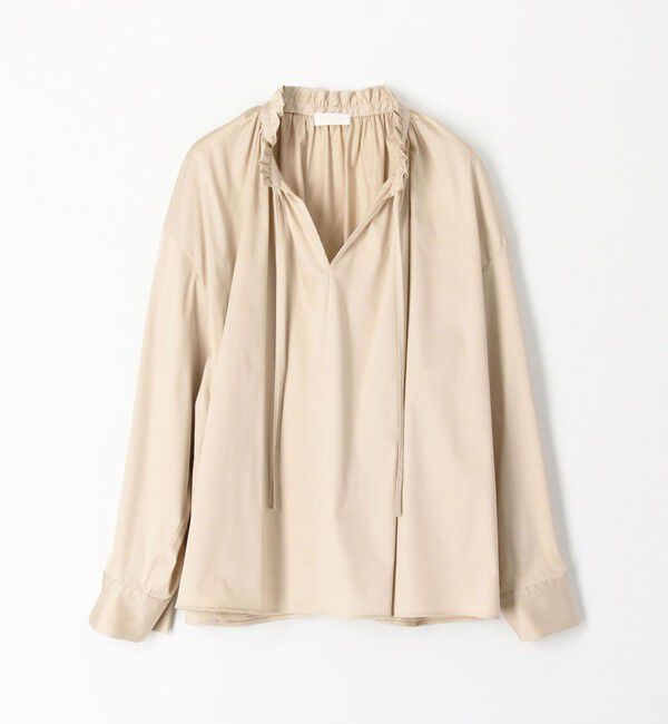 Ballsey「ハイカウントサテン ネックフリルブラウス」|シャツ・ブラウス|41 ライトベージュ