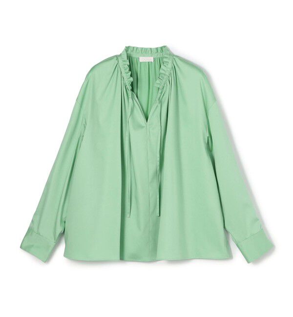 Ballsey「ハイカウントサテン ネックフリルブラウス」|シャツ・ブラウス|53 グリーン