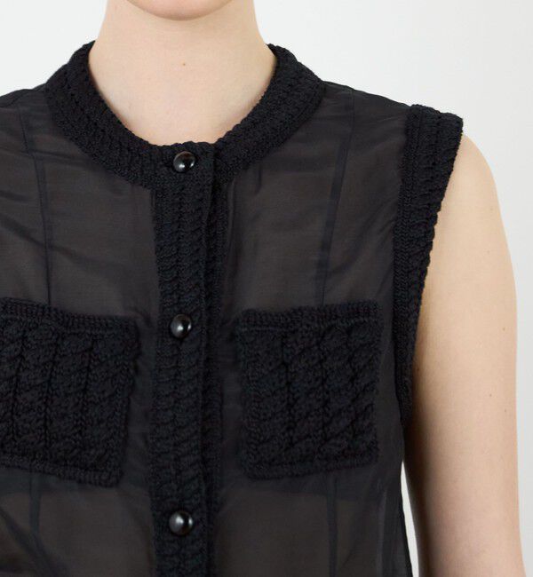 DES PRES「コットンシルクローン スリーブレスブラウス」|シャツ・ブラウス|