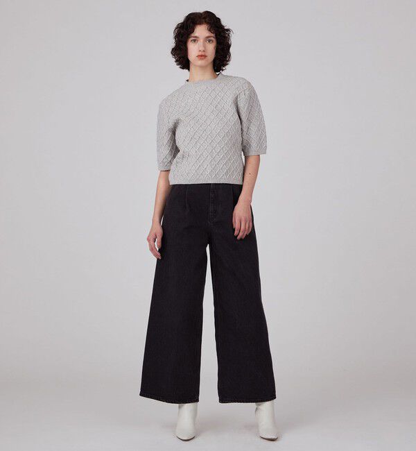 MACPHEE「コットンデニム タックワイドパンツ」|デニム|