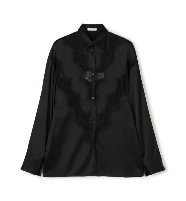 DES PRES「シルクストレッチサテン  レギュラーカラーシャツ」|シャツ・ブラウス|19 ブラック