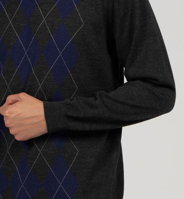 TOMORROWLAND MENS「ウールカシミヤシルク アーガイル クルーネックプルオーバー」|ニット・セーター|