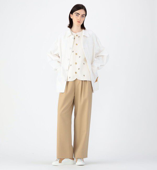 CABaN「CABaN コットンカシミヤ フラワーエンブロイダリー クルーネックベスト」|ベスト・ジレ|