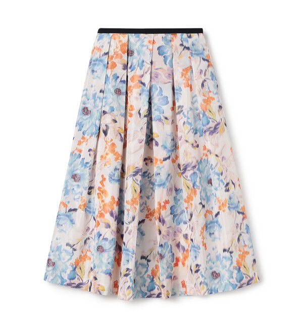 TOMORROWLAND collection「ピヴォワンヌプリント タックスィングスカート」|フレア|12 ホワイト系