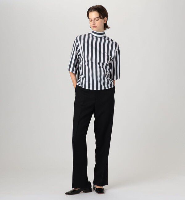 DES PRES「コットンナイロンストレッチストライプ タイブラウス」|シャツ・ブラウス|