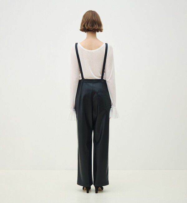 MACPHEE「レザーライク サロペット」|オールインワン|