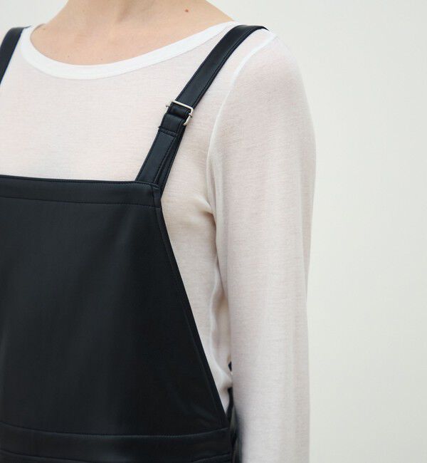 MACPHEE「レザーライク サロペット」|オールインワン|