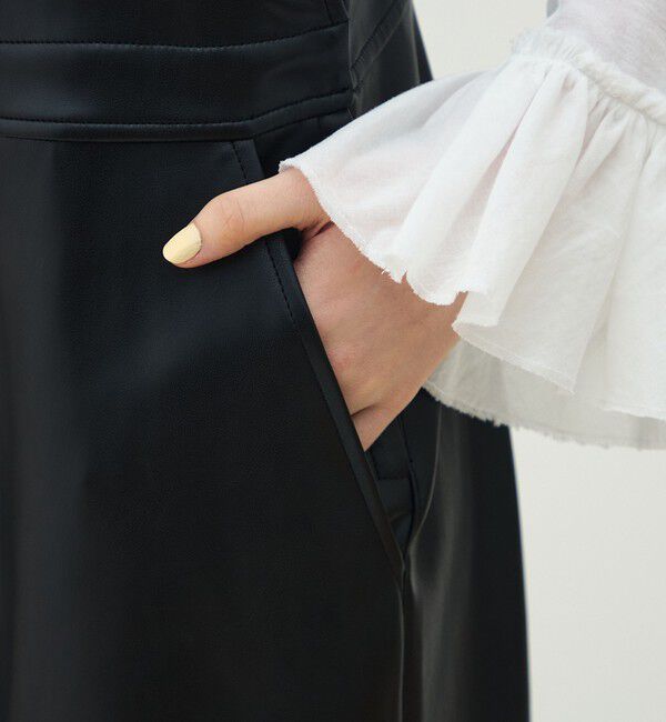 MACPHEE「レザーライク サロペット」|オールインワン|