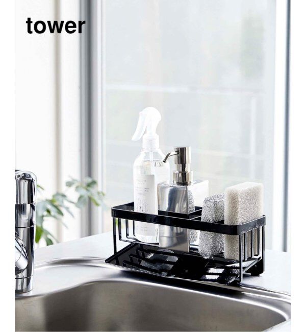 journal standard Furniture「《WEB限定予約》【tower/タワー】水が流れるスポンジ&ボトルホルダー」|食器・キッチングッズ|ブラック
