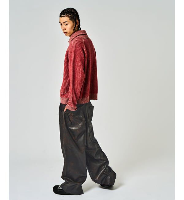 JOINT WORKS「J フェード フェイクレザーダブルニーパンツ」|スラックス|