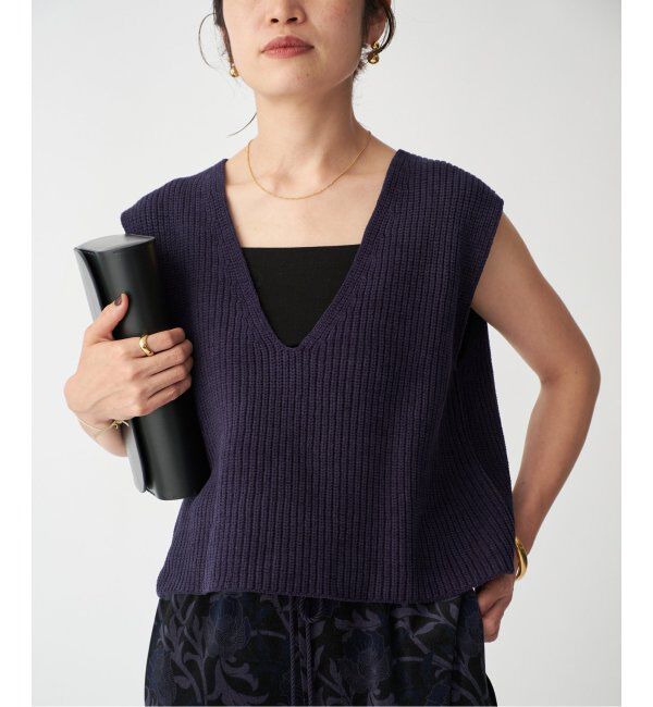 VERMEIL par iena「コットンモール2WAYニットベスト」|ベスト・ジレ|ネイビー