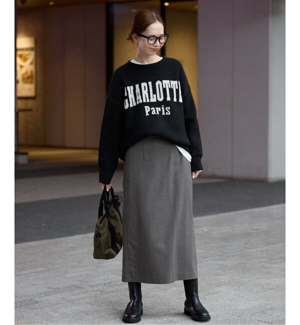 吸湿発熱/3サイズ展開》ウールミックスイージースカート（SLOBE IENA