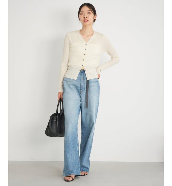 IENA「《追加》イタリア ヤーン RIB Vネックカーディガン」|カーディガン|