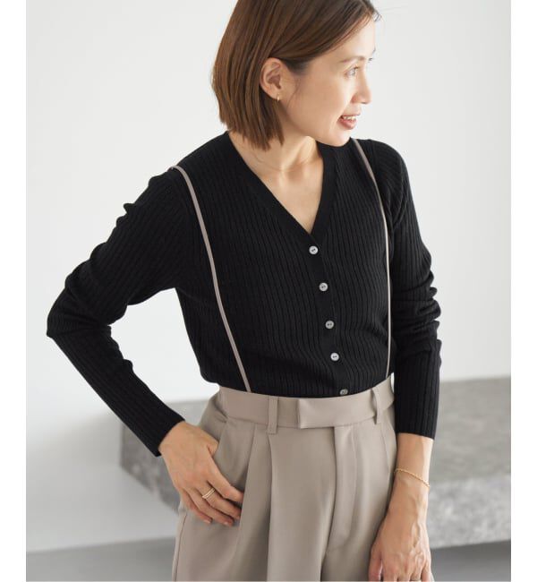 IENA「《追加》イタリア ヤーン RIB Vネックカーディガン」|カーディガン|