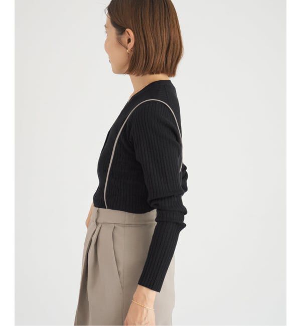 IENA「《追加》イタリア ヤーン RIB Vネックカーディガン」|カーディガン|