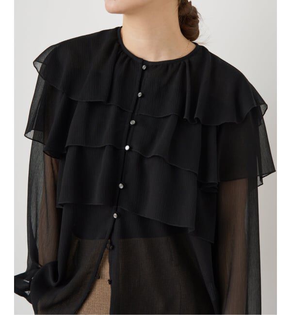 IENA「《一部カラーWEB・一部店舗限定/追加》楊柳フリルブラウス」|シャツ・ブラウス|