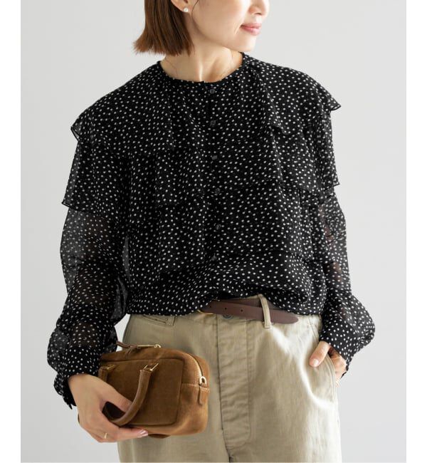 IENA「《一部カラーWEB・一部店舗限定/追加》楊柳フリルブラウス」|シャツ・ブラウス|