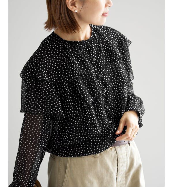 IENA「《一部カラーWEB・一部店舗限定/追加》楊柳フリルブラウス」|シャツ・ブラウス|