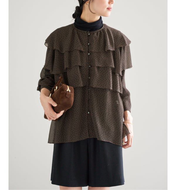 IENA「《一部カラーWEB・一部店舗限定/追加》楊柳フリルブラウス」|シャツ・ブラウス|