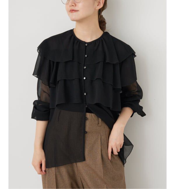 IENA「《一部カラーWEB・一部店舗限定/追加》楊柳フリルブラウス」|シャツ・ブラウス|