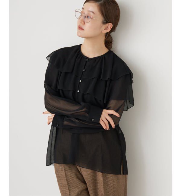 IENA「《一部カラーWEB・一部店舗限定/追加》楊柳フリルブラウス」|シャツ・ブラウス|