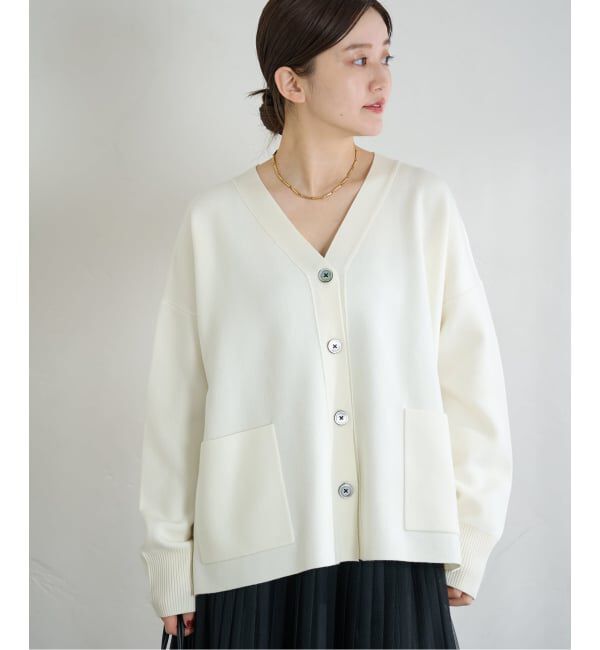 IENA「スーパーファインスムースVネックミドルカーディガン」|カーディガン|