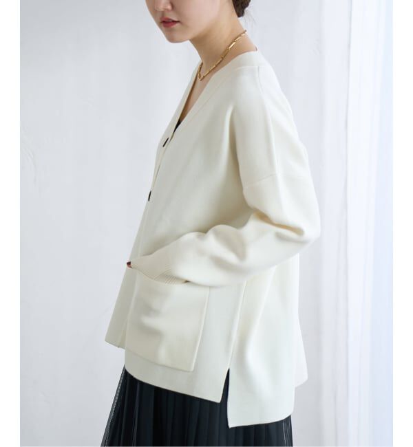 IENA「スーパーファインスムースVネックミドルカーディガン」|カーディガン|