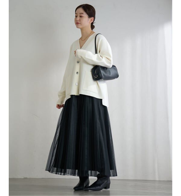 IENA「スーパーファインスムースVネックミドルカーディガン」|カーディガン|