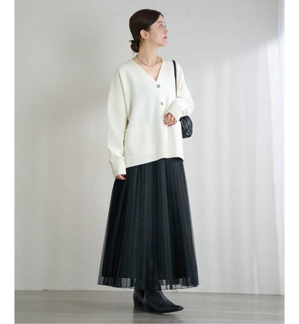 IENA「スーパーファインスムースVネックミドルカーディガン」|カーディガン|