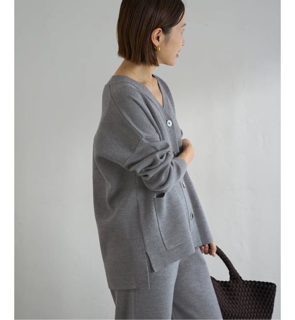 IENA「スーパーファインスムースVネックミドルカーディガン」|カーディガン|