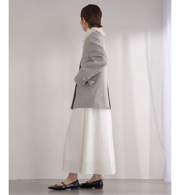 IENA「《予約》&NAVY ツィーディーダブルジャケット」|ノーカラージャケット|