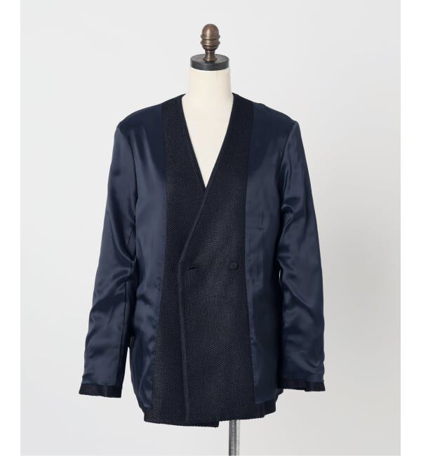 IENA「《予約》&NAVY ツィーディーダブルジャケット」|ノーカラージャケット|