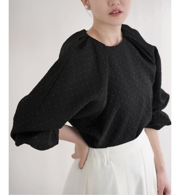 IENA「《予約》&NAVY オーガンジージャガードタックブラウス」|シャツ・ブラウス|ブラック A