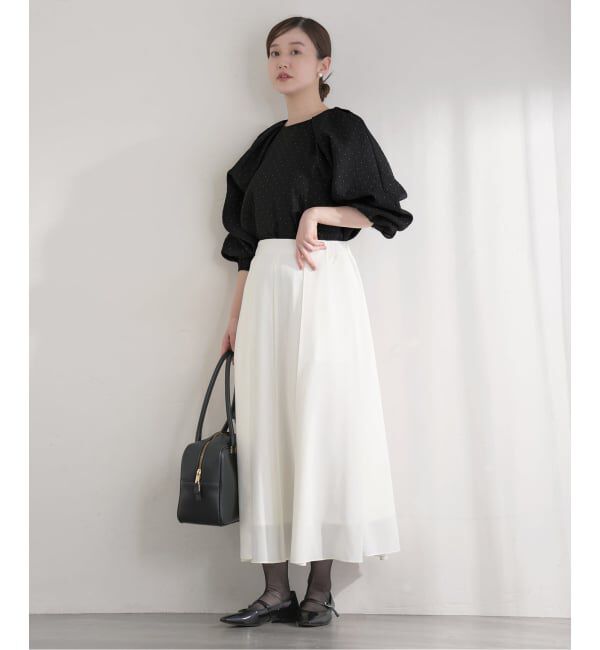 IENA「《予約》&NAVY オーガンジージャガードタックブラウス」|シャツ・ブラウス|