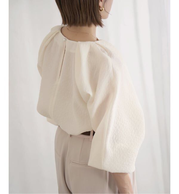 IENA「《予約》&NAVY オーガンジージャガードタックブラウス」|シャツ・ブラウス|