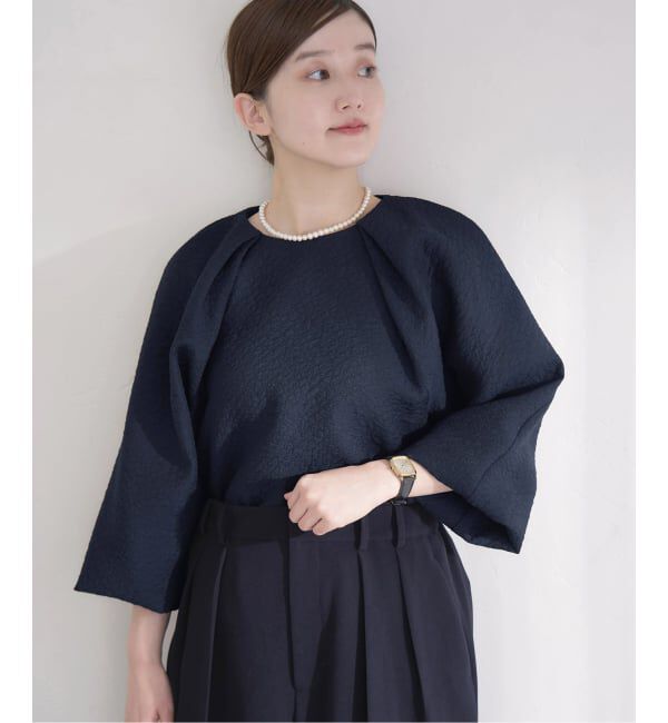 IENA「《予約》&NAVY オーガンジージャガードタックブラウス」|シャツ・ブラウス|