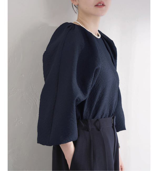 IENA「《予約》&NAVY オーガンジージャガードタックブラウス」|シャツ・ブラウス|