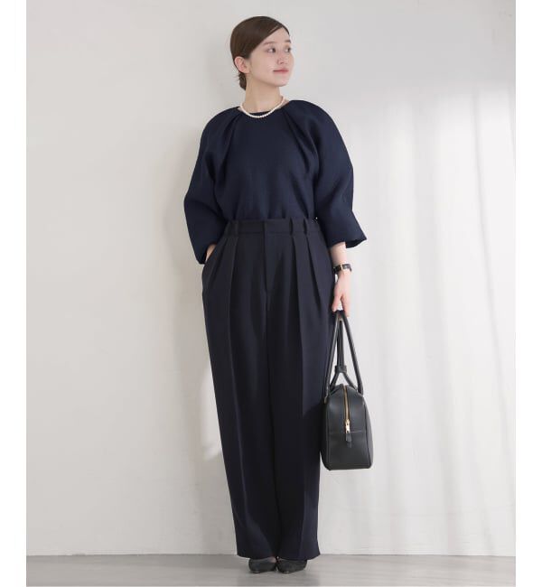 IENA「《予約》&NAVY オーガンジージャガードタックブラウス」|シャツ・ブラウス|