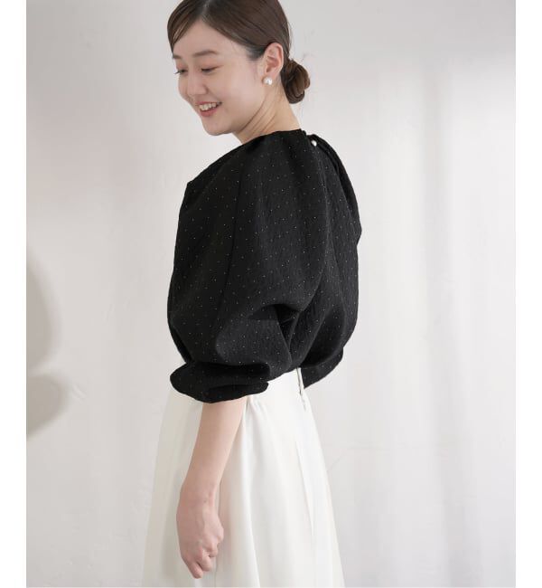 IENA「《予約》&NAVY オーガンジージャガードタックブラウス」|シャツ・ブラウス|